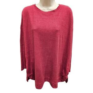J. Jill sz XLP XL PETITE thermal tunic sweater with pockets waffle knit hot red